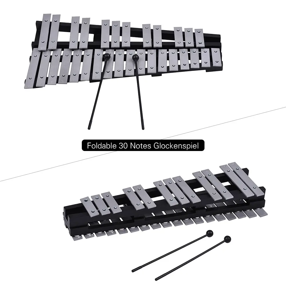 Складной 30 Note Glockenspiel деревянный ксилофон рамка алюминиевые стержни образовательный ударный музыкальный инструмент подарок