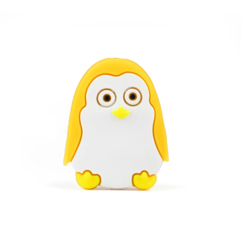 penguin-mustard LOFCA Силиконовые Прорезыватели в форме животных, BPA бесплатно, в форме животного, держатель для соски, аксессуары, сделай сам, свободные бусины для прорезывания зубов, ожерелье - Цвет: penguin-mustard
