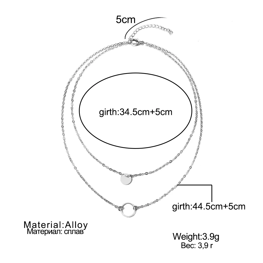 Ожерелье-цепочка женское Двухслойное чокер серебристого и золотистого цвета с