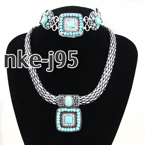 OCESRIO синий цвет камень винтажные наборы ювелирных изделий Серебро крупное