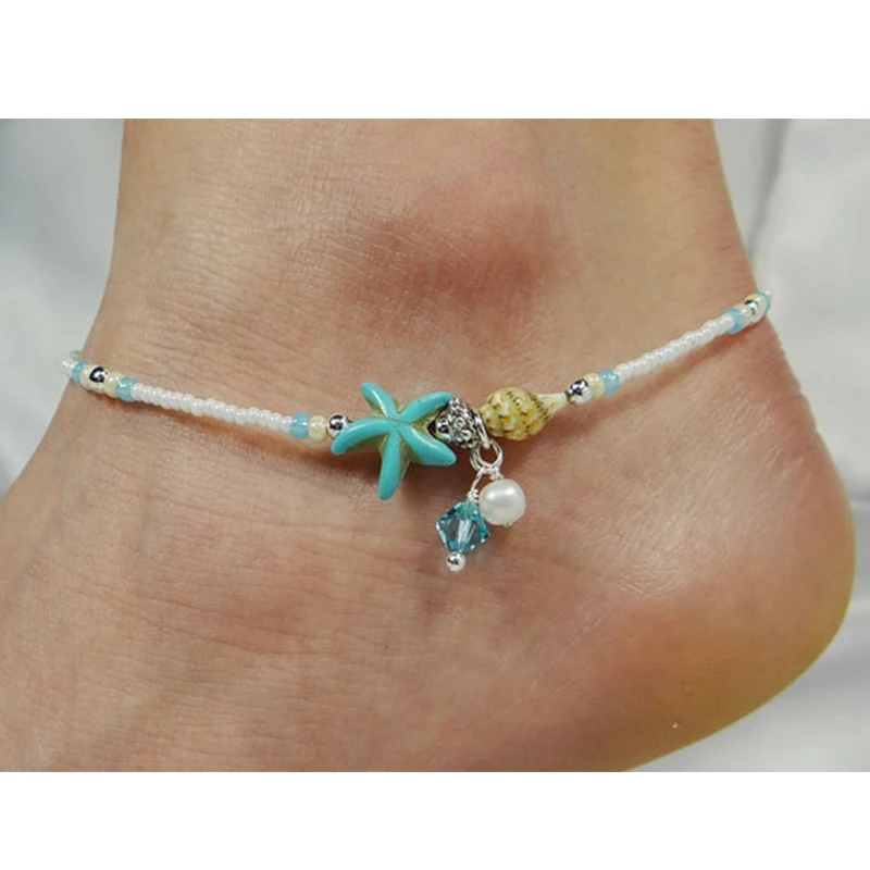 Hot Bohemian Multiple Layers Starfish Turtle Beads Anklets For Women Vintage Boho Shell Chain Anklet Bracelet Beach Jewelry | Украшения и
