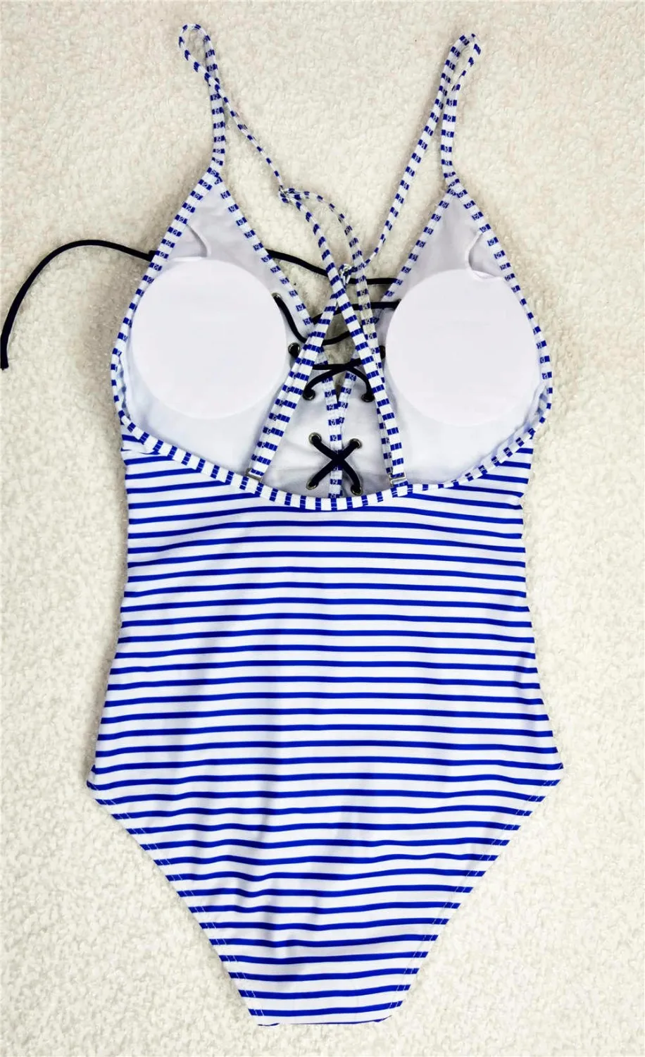 Полосатый Цельный купальный костюм с бандажом 2017 Женский монокини открытой
