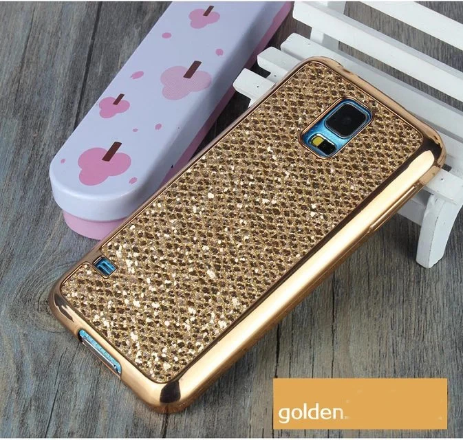 Золотой ТПУ Мягкий покрытый чехол с блестками для samsung Galaxy S4 S5 Mini J5 J7 Prime Note 5 4 Grand Prime G360 i9082 зеркальная задняя крышка - Цвет: Золотой