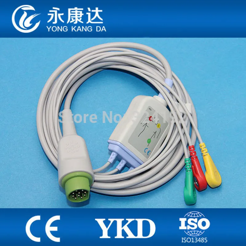 Drager один кусок три свинца ecg кабель Круглый 10 контактный разъем Кнопка IEC|cable ecg|cable