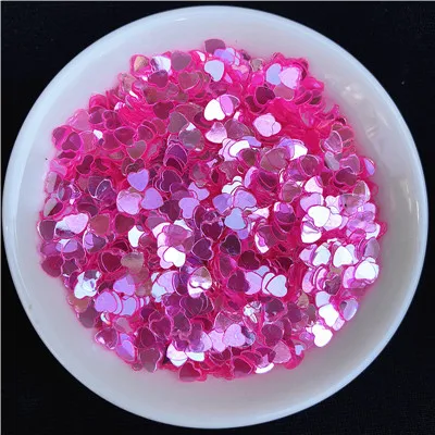 Fuchsia 4 мм Сердце ногтей блестки ремесло DIY Кристалл Цвет 3D Стикеры хлопья пайетками ногтей Glitter Flake Свадебные украшения конфетти - Цвет: Fuchsia