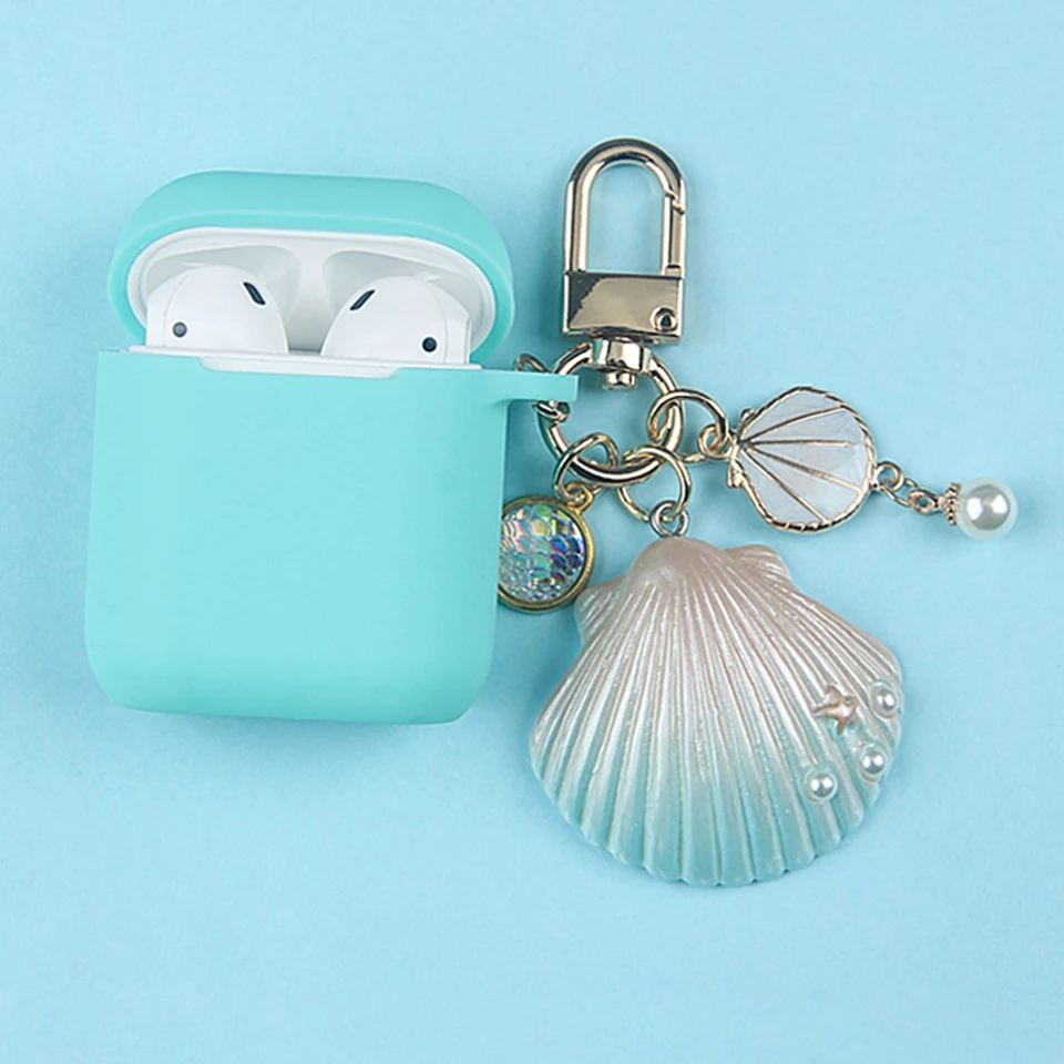 Милый Цветной силиконовый чехол Seashell для Apple Airpods 1 2 чехол защитный чехол сумка Bluetooth наушники чехол коробка брелок