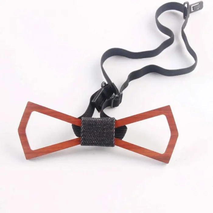 Men Handmade Wooden Bow Tie with Adjustable Strap for Anniversary Birthday Wedding TT@88