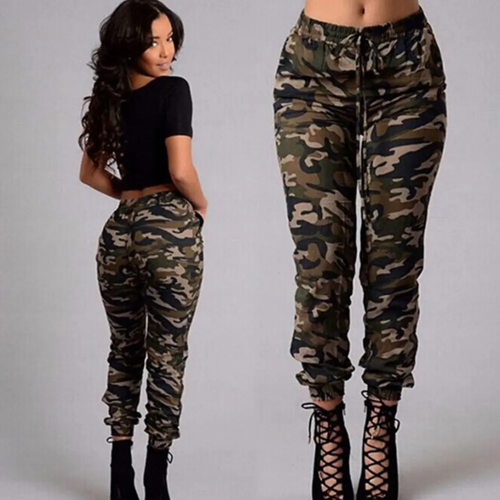 Женские армейские зеленые камуфляжные брюки Slim Fit Брюки повседневные