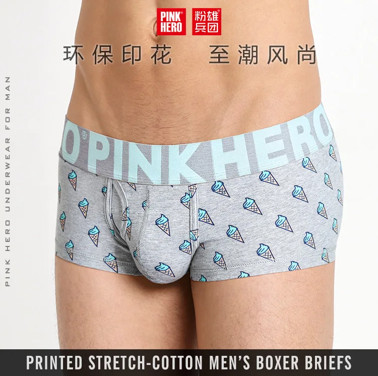 PINKHERO, мужское нижнее белье, боксеры, сексуальные, с рисунком мороженого, хлопковые, мужские боксеры, нижнее белье, брендовые трусы-боксеры, трусы
