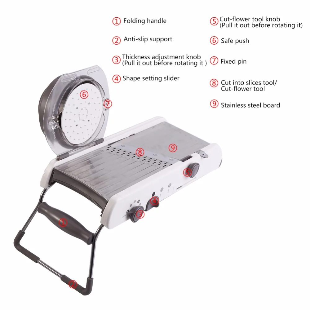 Овощерезка резак для овощей с регулируемым 4 Вид толщины Нержавеющая сталь