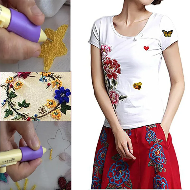 

Magic DIY Embroidery Pen Punch Needle Set Embroidery Stitching Punch Needle Tool Patterns Scissors Sewing Tools For Embroidery