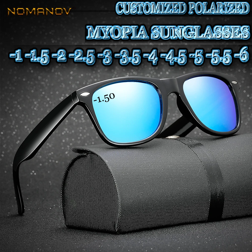 Custom Made Myopia Minus Prescription Polarized Lens Summer Style Classic Simple Frame Outdoor Polarized Sunglasses -1 -1.5TO -6