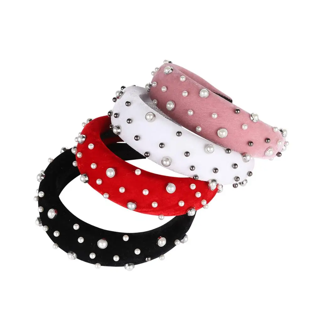 AWAYTR New Retro Velvet Sponge Rhinestone Hairband For Women Padded Headband Girls Hair Accessories Hair Jewelry Free Shipping