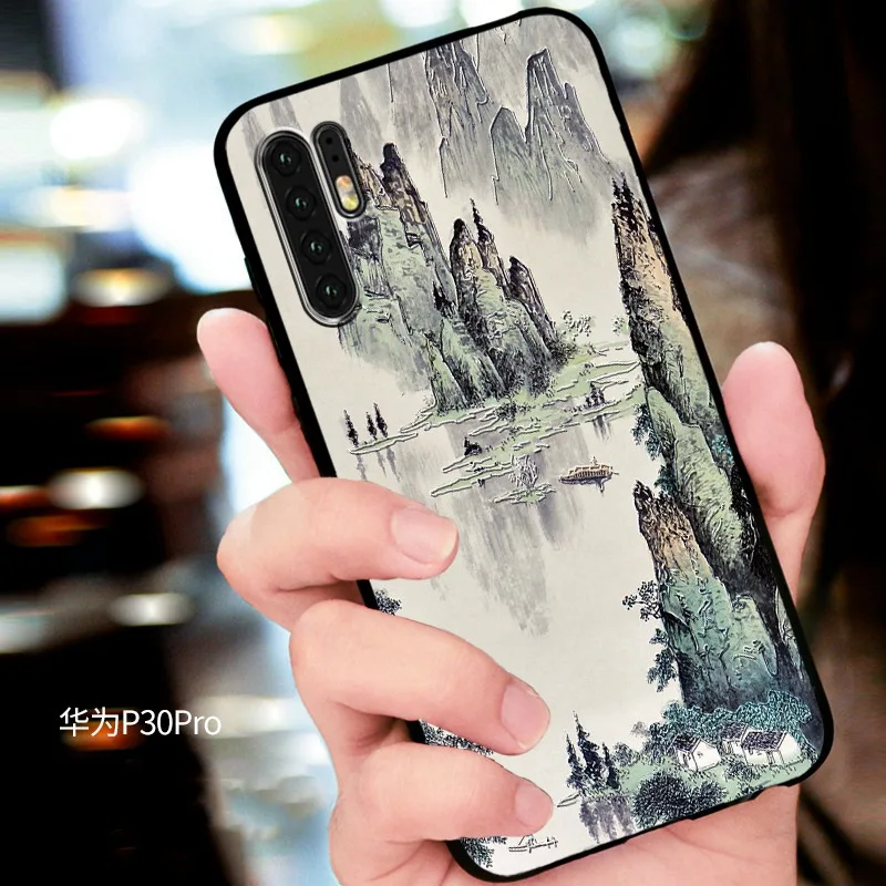 Рельефный Винтажный чехол в японском и Восточно-азиатском стиле для Huawei P30 PRO