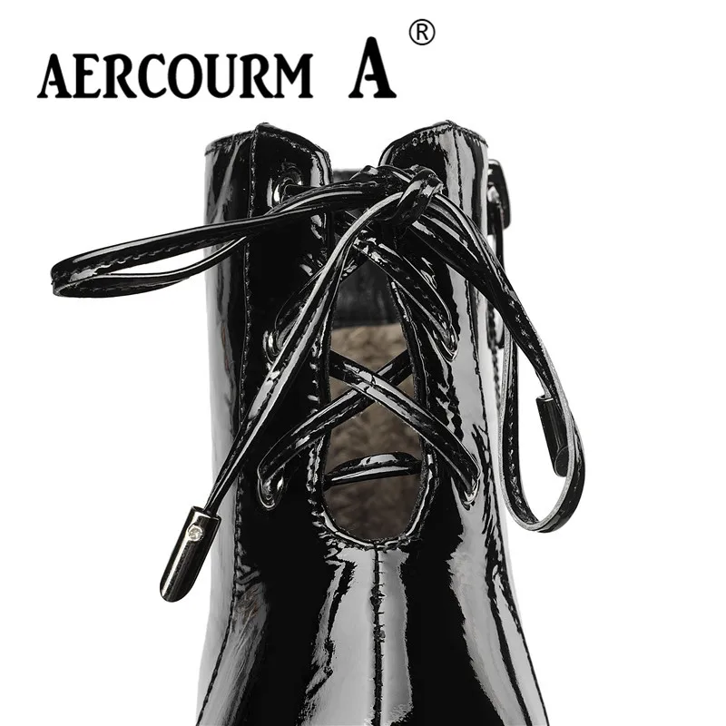 Женские ботильоны из лакированной кожи Aercourm A черные или красные ботинки на