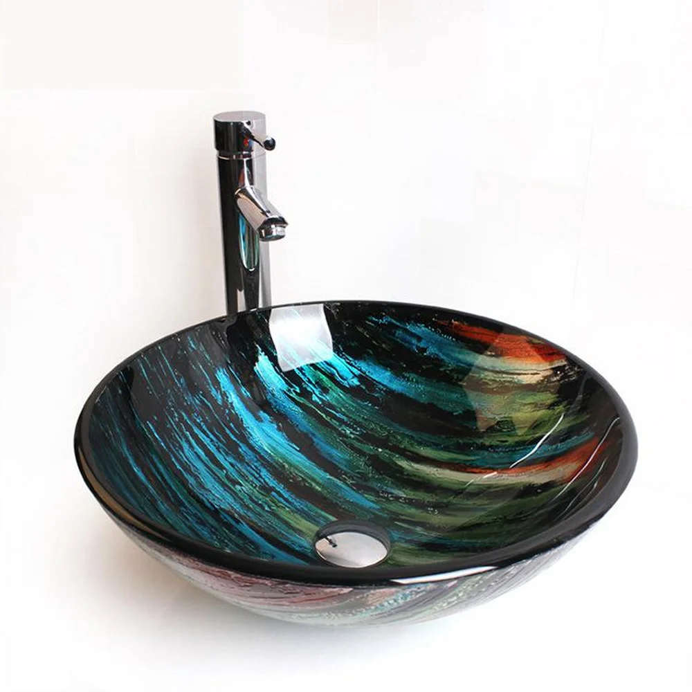 Creative Art Tempered Glass Washbasin Balcony Bathroom round glass sink bowl LO629221 | Обустройство дома