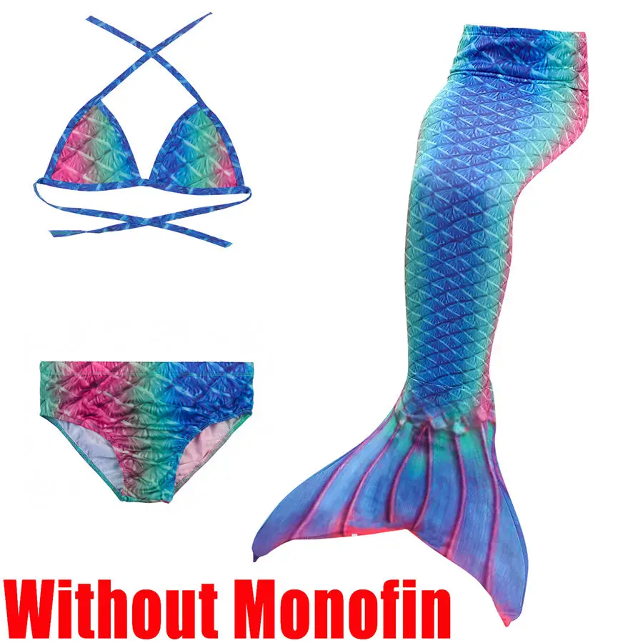 Without Monofin 4 Купальные костюмы с хвостом Русалочки для девочек, детский купальный костюм-бикини для костюмированной вечеринки - Цвет: Without Monofin 4