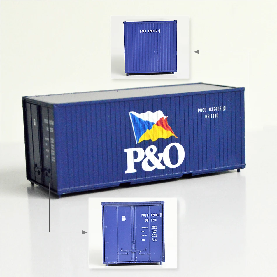 20 футовый контейнер P & O масштаб 1:87 модель поезда для грузовиков макет из АБС