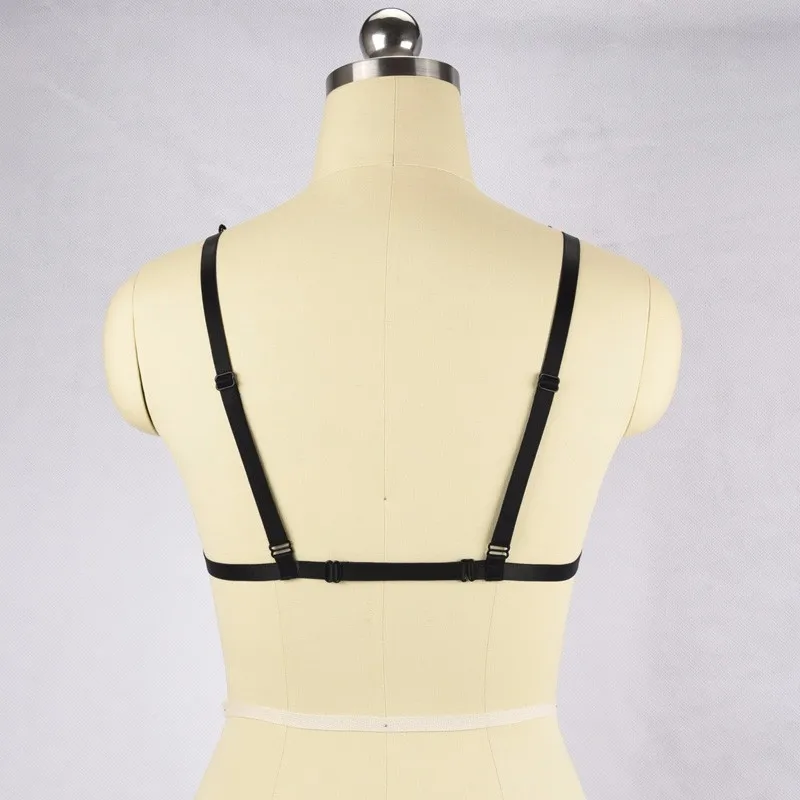 Черный Открытый Грудь клетка бюстгальтер с кисточками Жгут Бюстгальтер