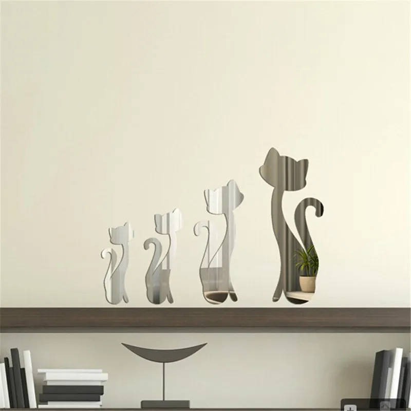 Четыре котята зеркальные наклейки на стену европейский и американский стиль