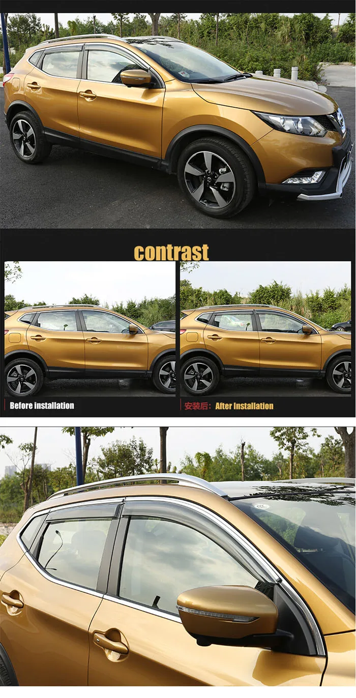 Аксессуары набор подходит для 2014 2015 2016 NISSAN QASHQAI боковое окно дождевые дефлекторы