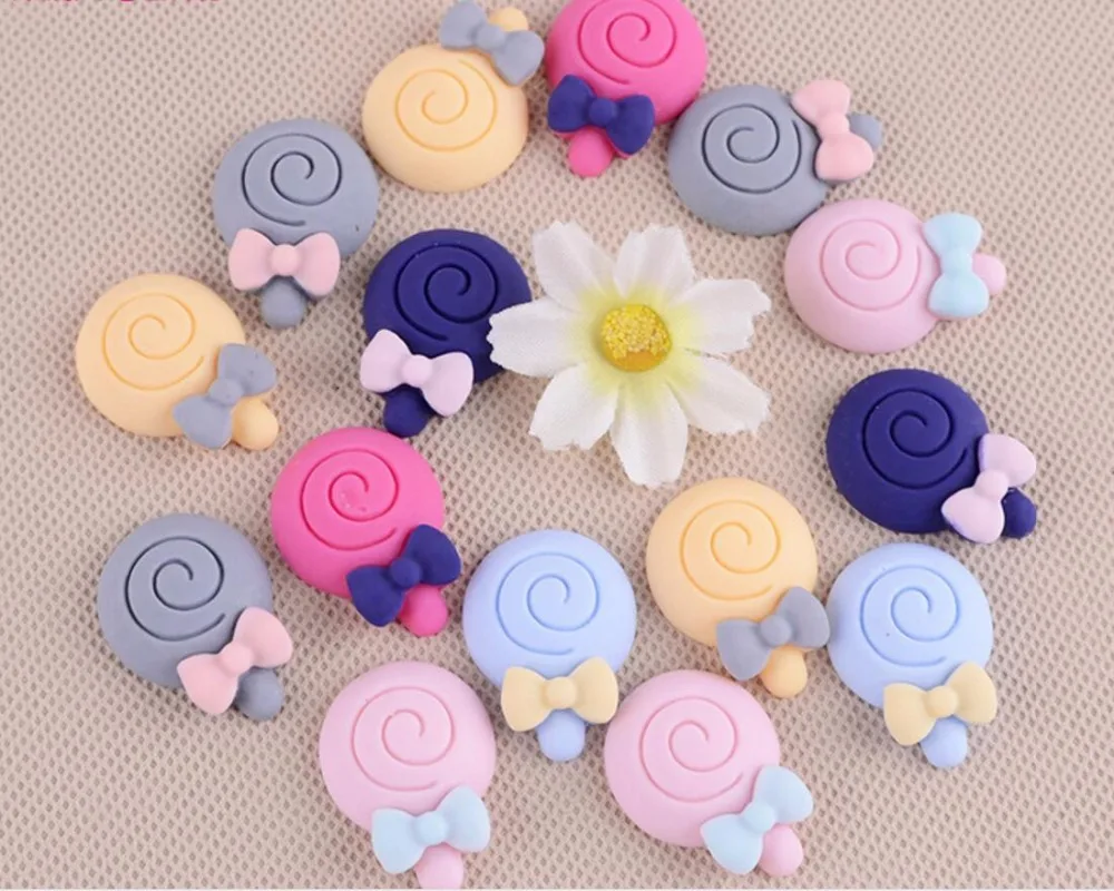 100 шт. полимерные матовые Луки леденец бусины с плоским основанием статуэтки