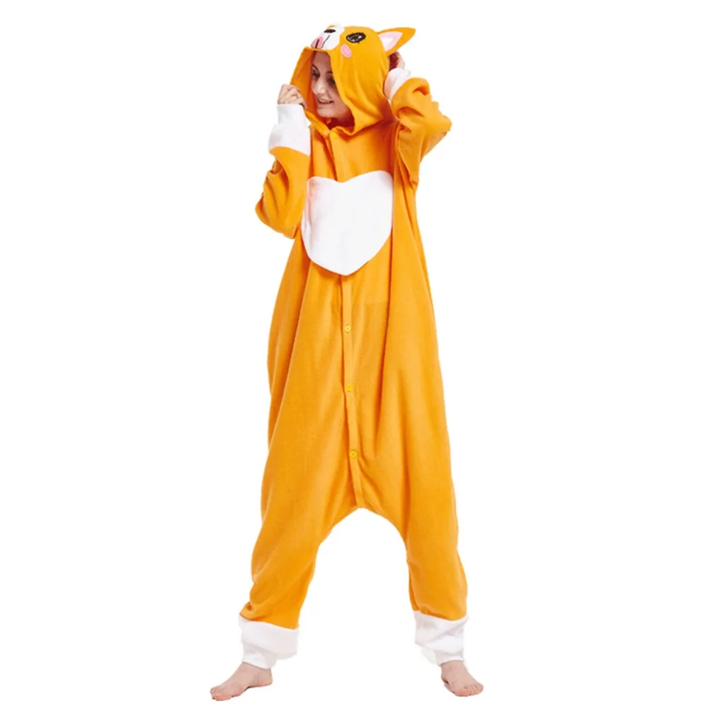 Полар флиса покинуть люблю собак для взрослых унисекс Костюм Kigurumi Пижама с