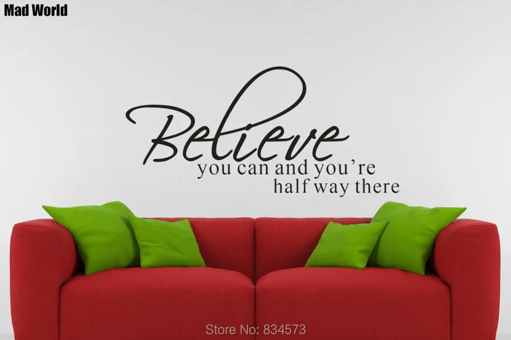 

Believe You Can Inspirational Quote Wall Art Stickers Wall Decals Home DIY Decoration Removable Room Decor Wall Stickers