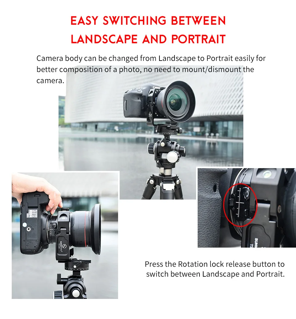 Sunwayfoto TS-E24 Наклонный кронштейн для объектива БЫСТРОРАЗЪЕМНАЯ пластина и GH-PRO Трипод с поворотной головкой