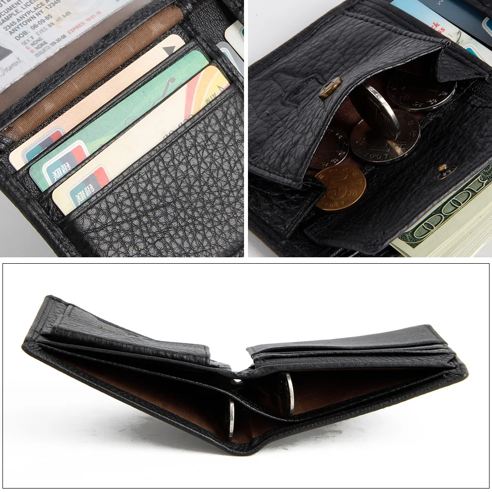 Small Slim Mini Fashion Genuine Leather Men Wallet Male Purse Thin Perse Walet Cuzdan Vallet Money Bag Document For Card Holder