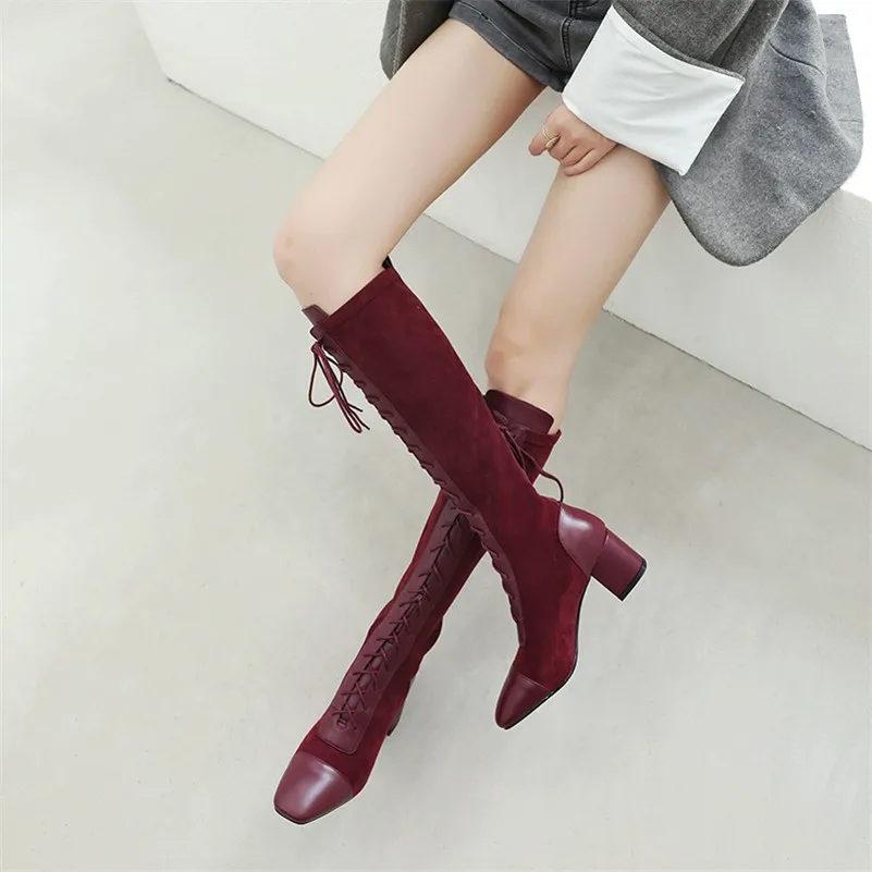 FEDONAS/Новинка качественные женские сапоги до колена на высоком каблуке сезон