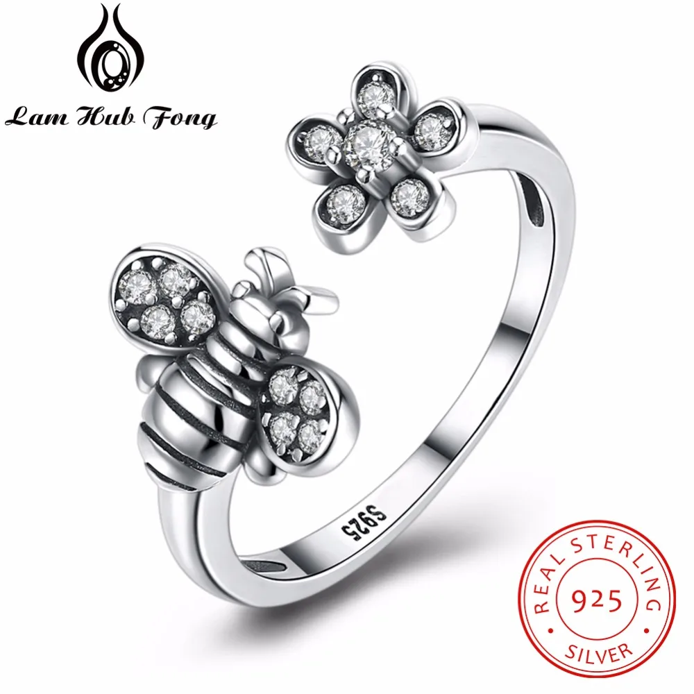 100% 925 Sterling Silver Jewelry Rings For Women Decorating Bee Classic Adjustable Style Prevent allergy (Lam Hub Fong) | Украшения и