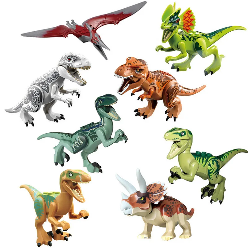 

8 Pcs/set Dinosaurs Figures Jurassic World 2 Dinosaurs Building Blocks Bricks Tyrannosaurus Assemble Model Toys Gifts