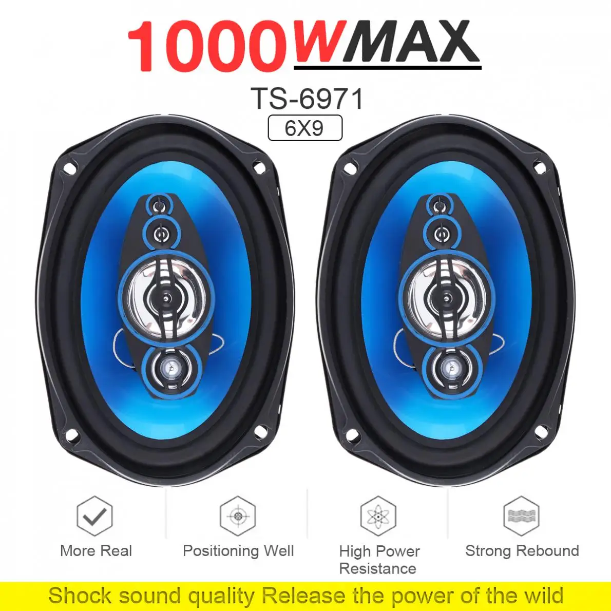 Прочные 6 дюймовые двухканальные коаксиальные автомобильные стереонаушники 1000