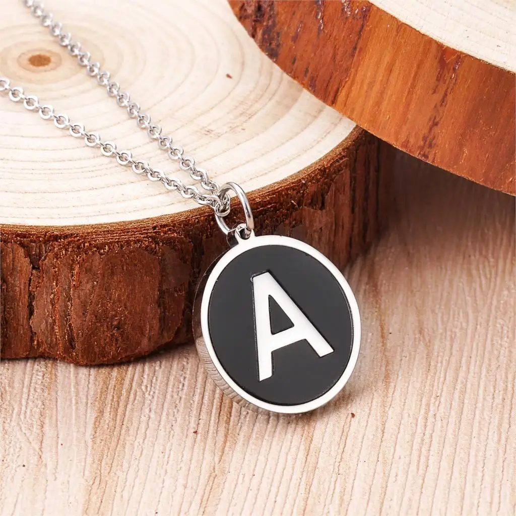 2019 Stainless Steel Round Lettering "A-Z" Pendant Necklaces For Men Romantic Silver Necklace Female Jewelry Gift With Chain |