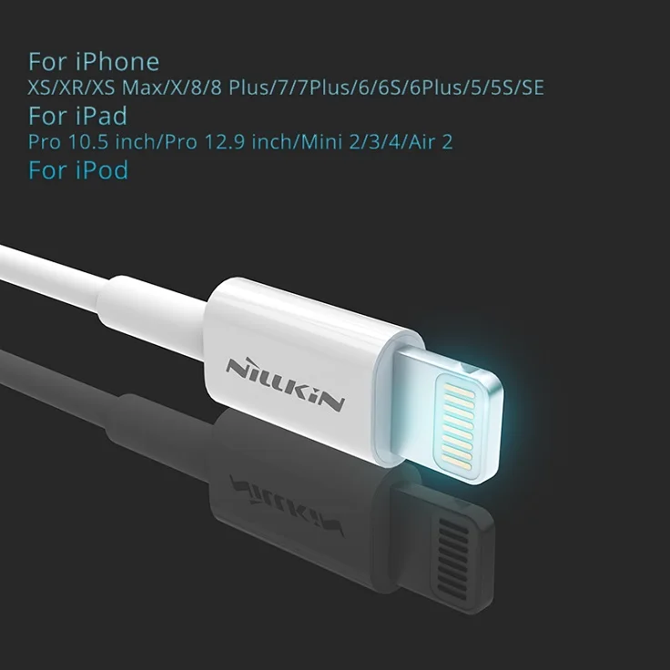 White NILLKIN USB зарядное устройство кабель для iPhone Xs Max/XS/XR MFI освещение USB кабель для передачи данных для iPhone X 8 7 6 6S 8P USB ЗУ для мобильного телефона - Цвет: White