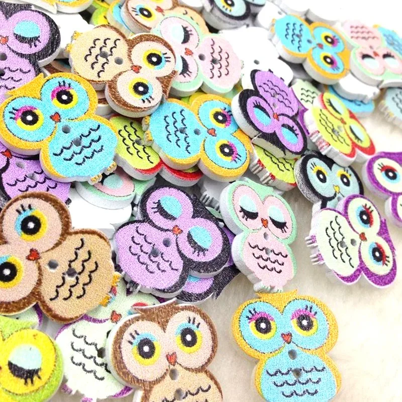25/50/100 шт. деревянные круглые пуговицы в виде совы|sewing crafts|round buttonsowl wood |