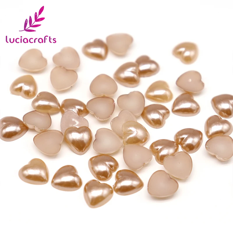 Lucia crafts 48 шт/144 шт 10 мм плоские с оборота полусердечки имитация жемчуга бусины ABS для DIY ручной работы украшение для альбома F0302