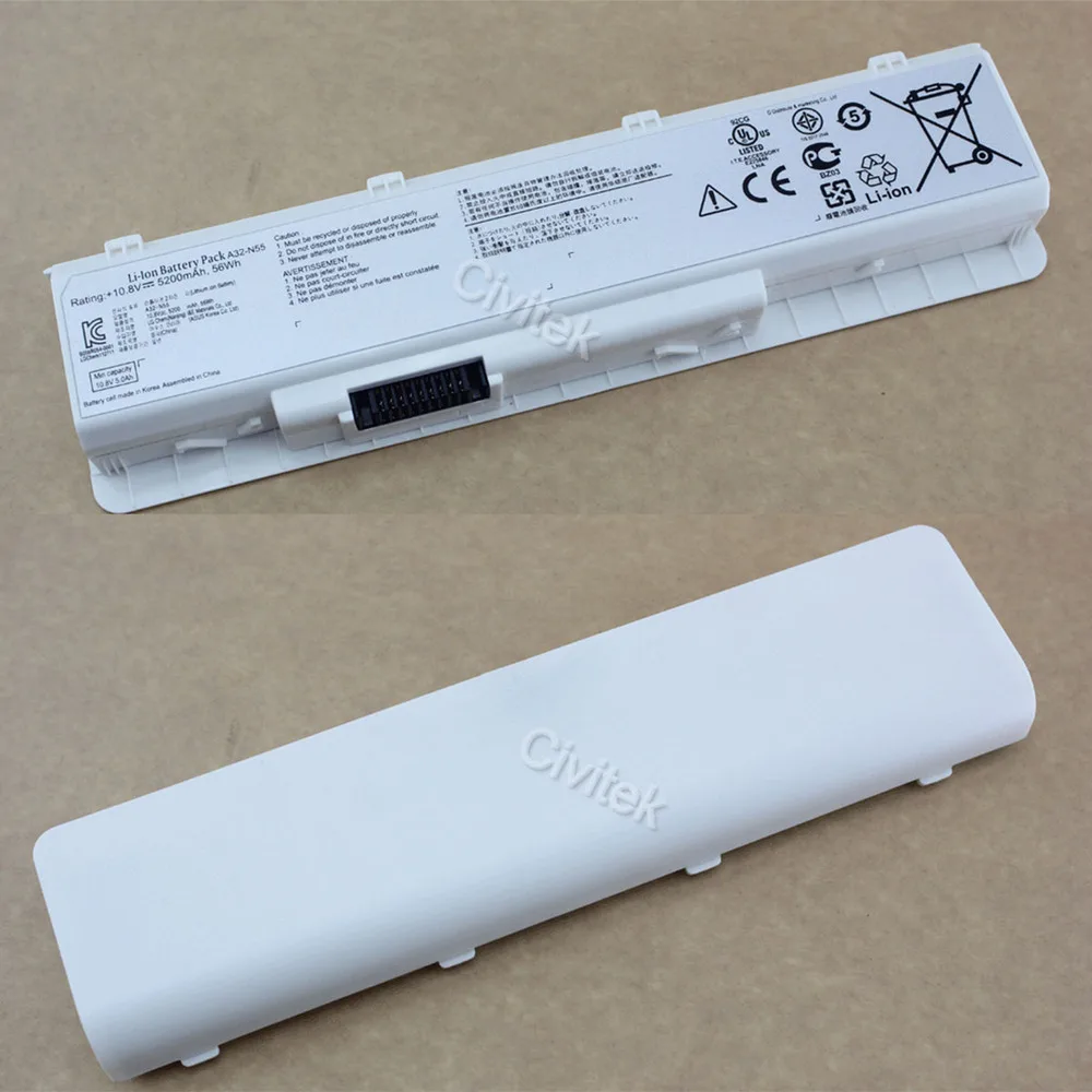 Bateria para Computador Portátil Nova Bateria Branca para Notebook Asus com Cores Variadas N45sj N45sv N45j N45sn N55e N55s N55f N75 N75s N75e Baterias p/ laptop