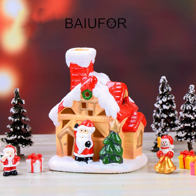 BAIUFOR миниатюрный дом Санты и вилла статуэтки для террариума Феи садовые