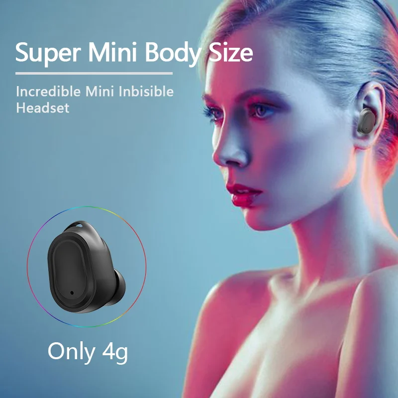 Настоящие беспроводные Bluetooth наушники V5.0 IPX6 HiFi стерео свободные руки двойной