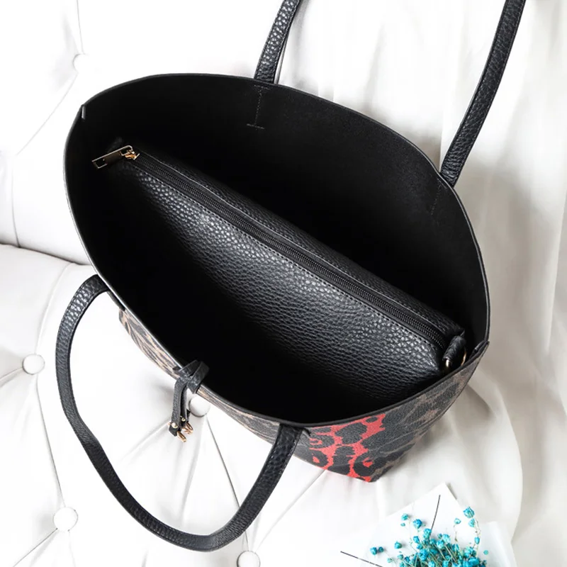 Комплект из 3 предметов с леопардовым принтом композитный Hnadbag сатиновая