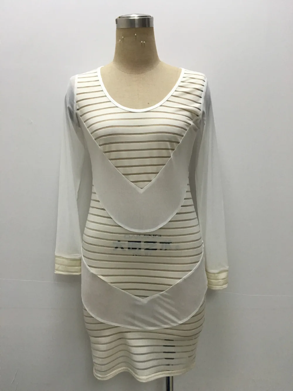2016 Женщины Белый Bodycon Клубные Платья С Длинным Рукавом Лоскутная Сетки Оболочка