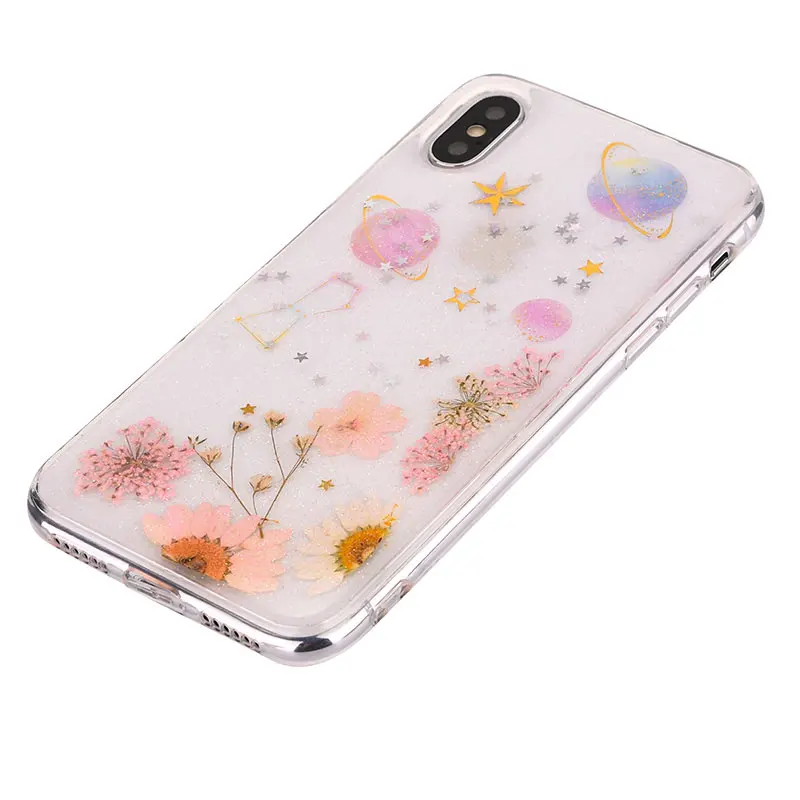 Boucho For iPhone XS MAX 7 6 6S 8 Plus X Fashion Real Plant Flower Floral Planet Phone Cases Soft Silicone Cover XR |