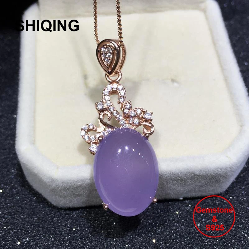 

SHIQING 100% натуральная синяя кожа, Стерлинговое Серебро, ротанговая классическая коробка, цепочка, ожерелье для свадьбы