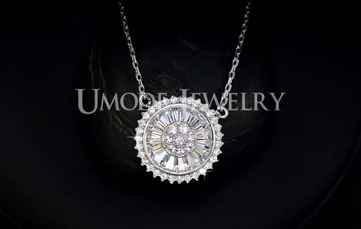Umode в колесо из солнца цирконий павэ круглый ожерелье женщина новое поступление