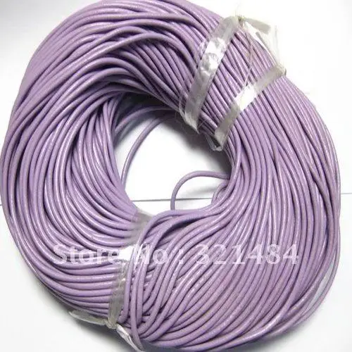 

2mm 100meter #16 Light Purple (more color can pick up ) Jewelry real guniune round leather cord leather rope and string