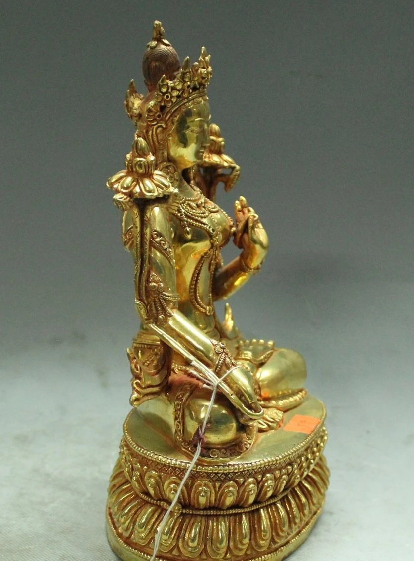 9 &quotТибетский буддизм бронзовый бело-золотые тара kwan-инь Гуаньинь Будда