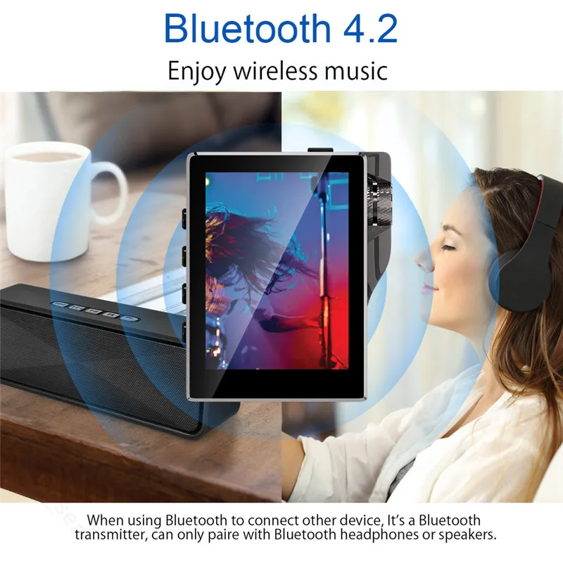 Mp3-плеер с Bluetooth 16 Гб FM радио HiFi музыкальный плеер высокого разрешения без потерь Walkman аудио с видео электронная книга Запись 8 Гб