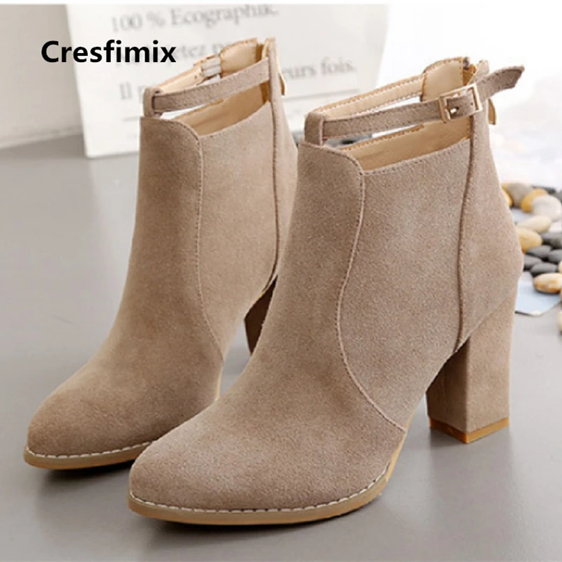 Cresfimix/женские модные осенне-зимние замшевые ботильоны botas femininas Женские